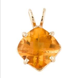 New 14k White Gold Citrine Pendant